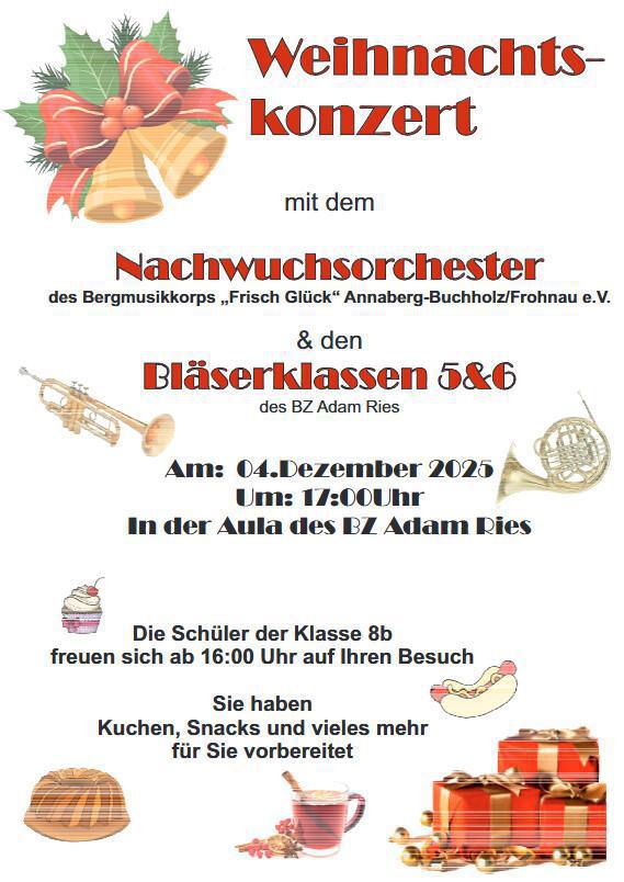 Weihnachtliche Bläserklänge im Bildungszentrum Adam Ries am 4. Dezember 2025 Weihnachtliche Bläserklänge im Bildungszentrum Adam Ries am 4. Dezember 2025
