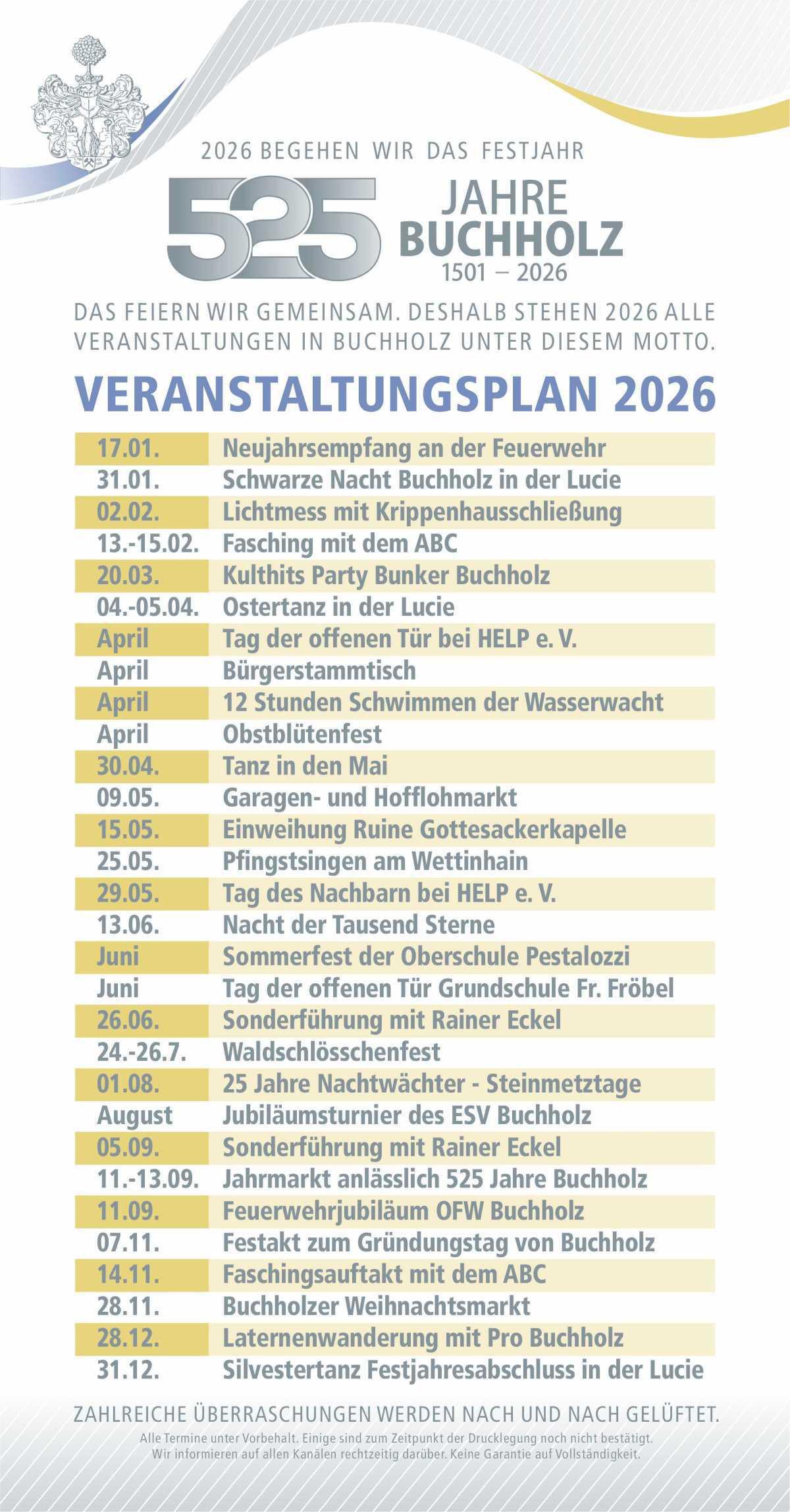 Veranstaltungsplan Übersicht