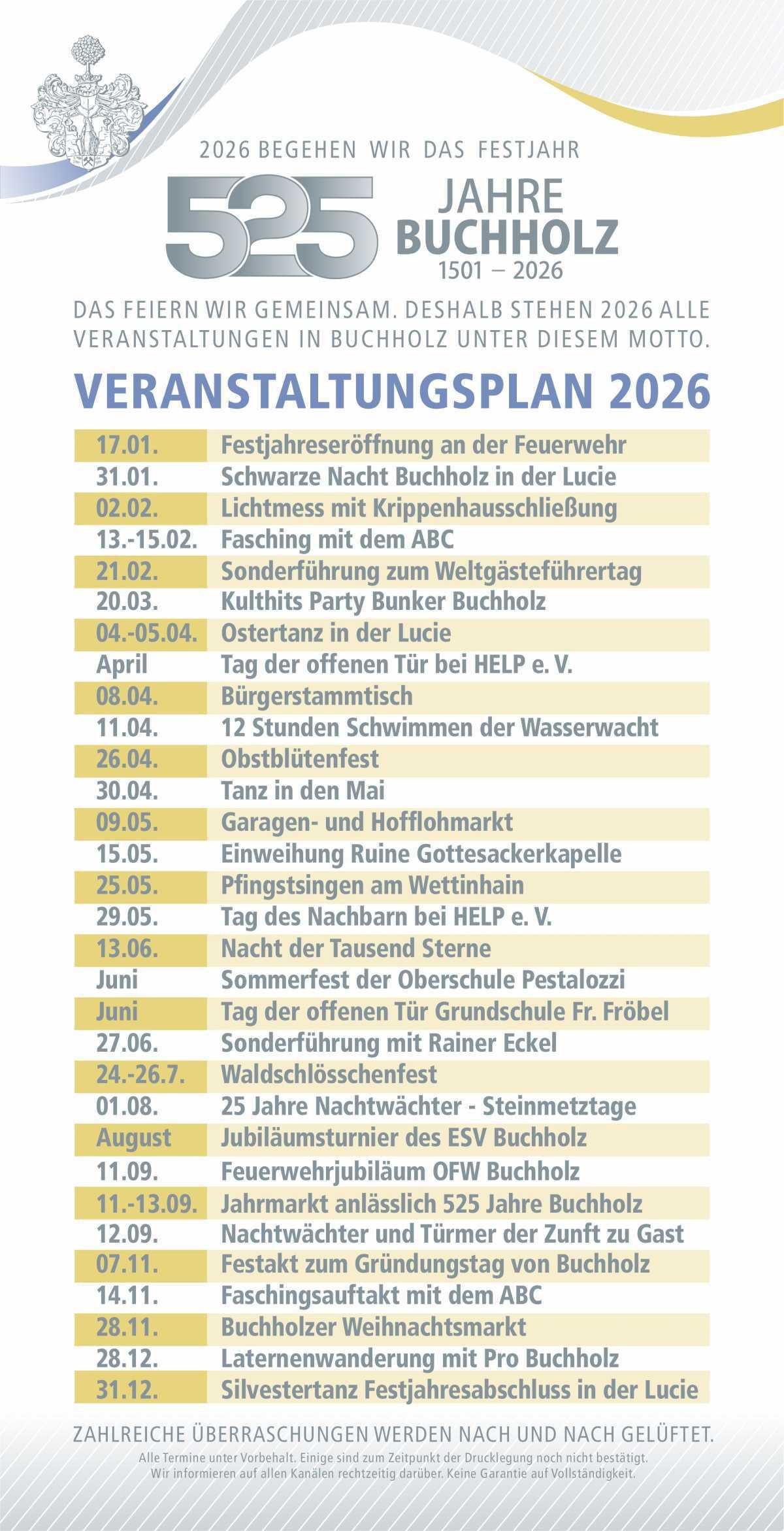 Veranstaltungsplan Übersicht