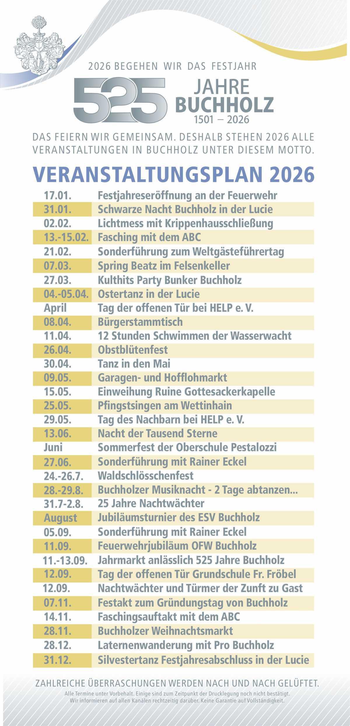 Veranstaltungsplan Übersicht