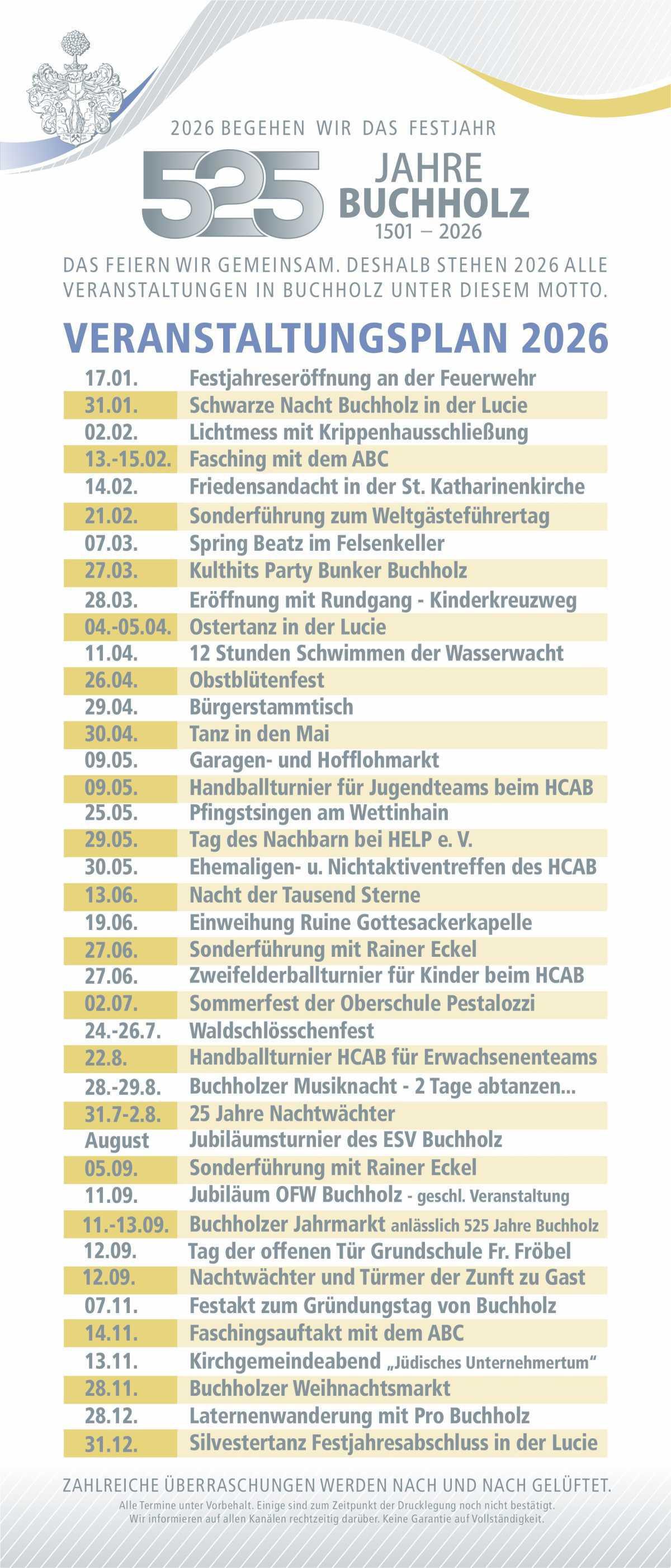 Veranstaltungsplan Übersicht