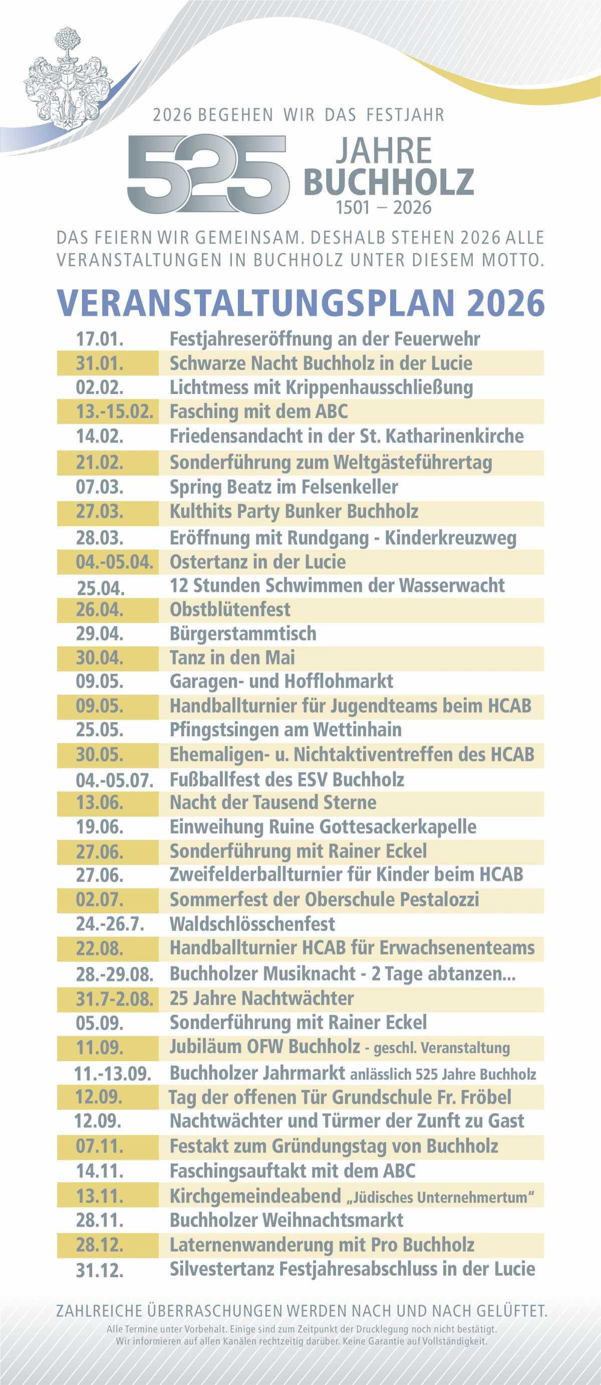 Veranstaltungsplan Übersicht
