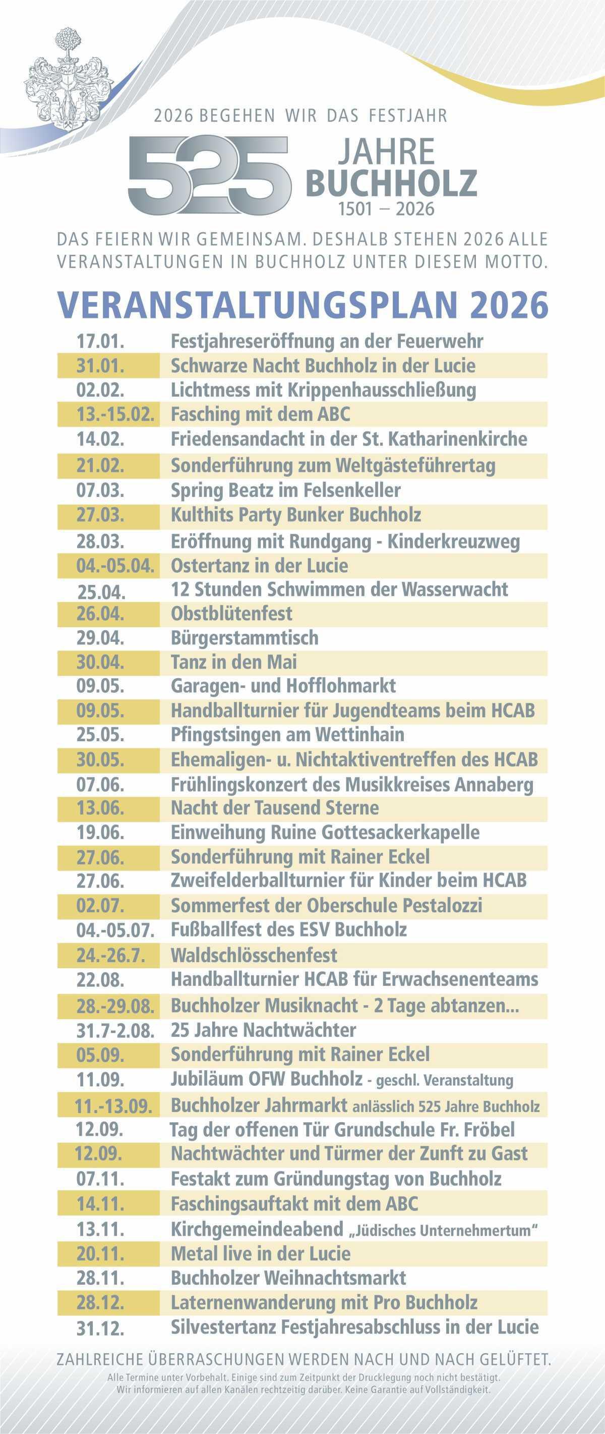 Veranstaltungsplan Übersicht