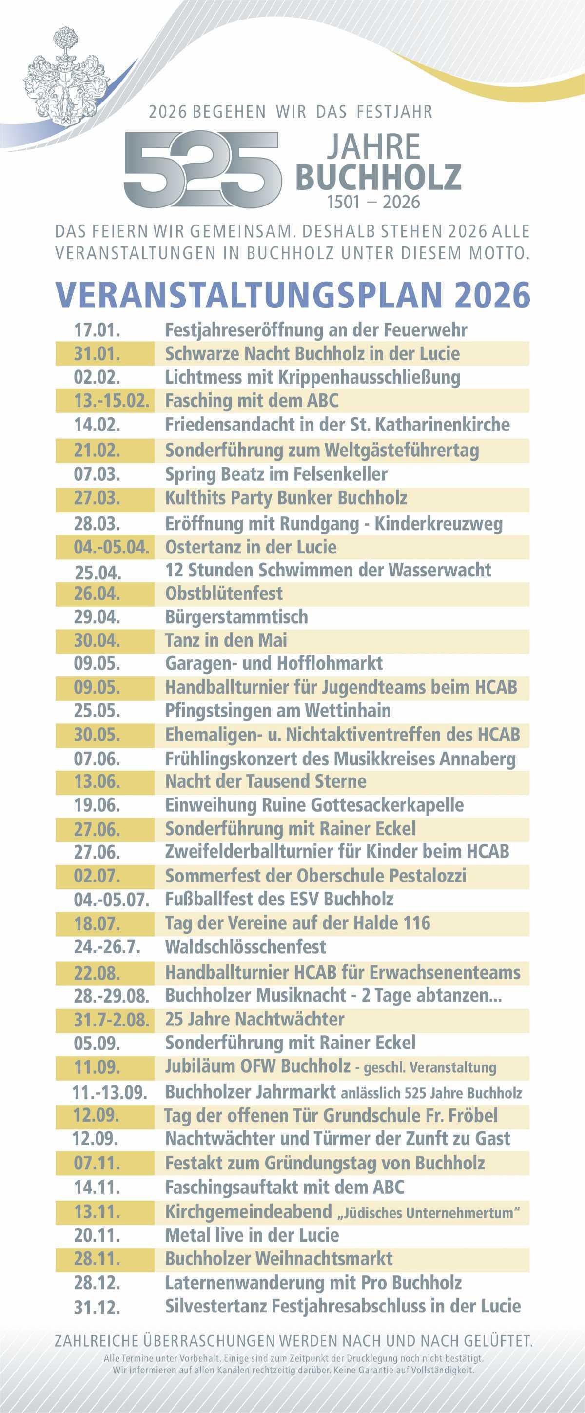 Veranstaltungsplan Übersicht