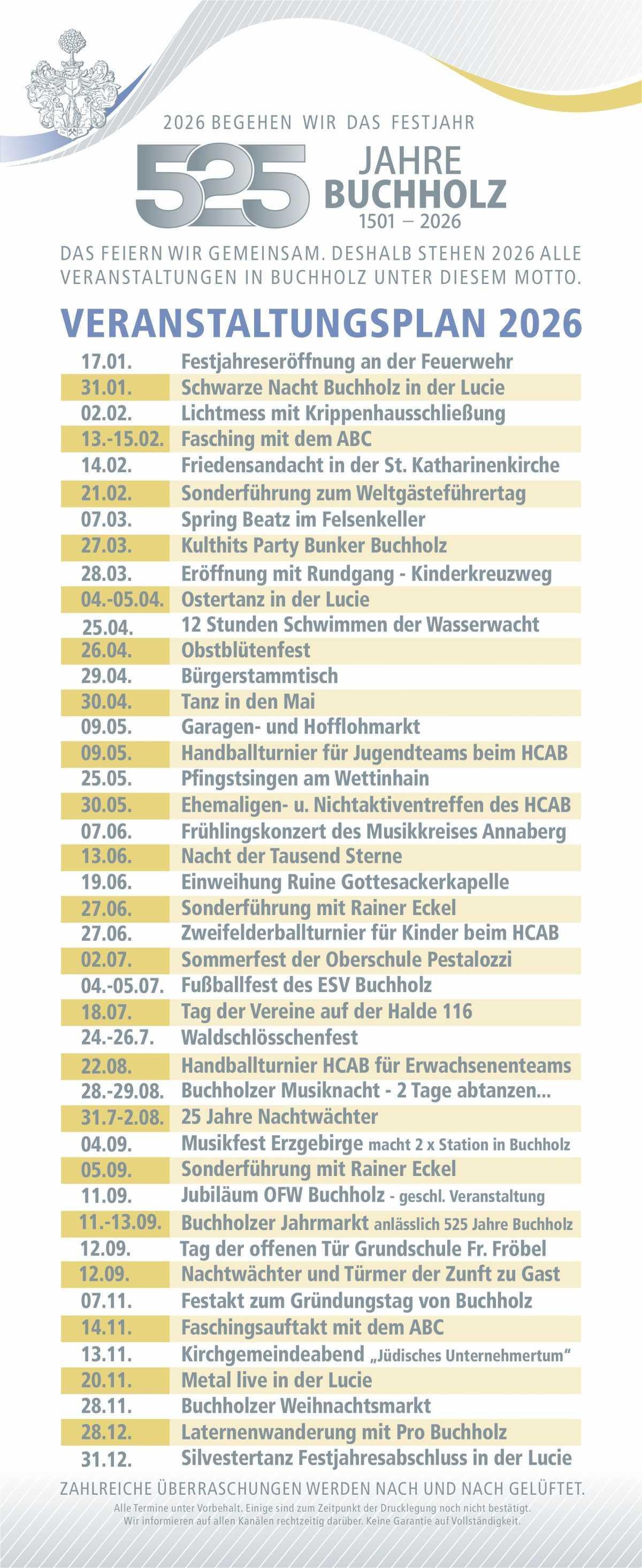 Veranstaltungsplan Übersicht