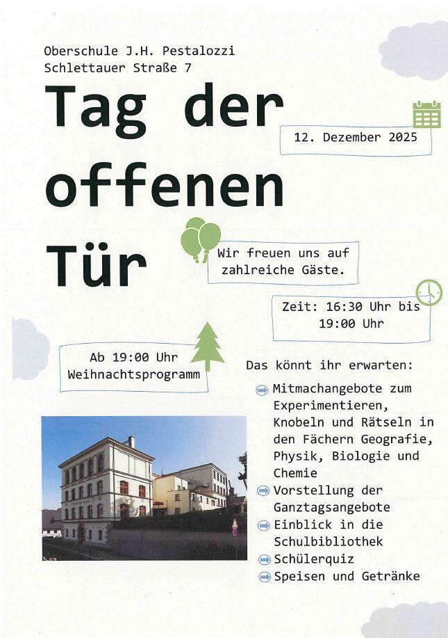 Tag der offenen Tür an der Oberschule Pestalozzi am 12. Dezember nicht verpassen
