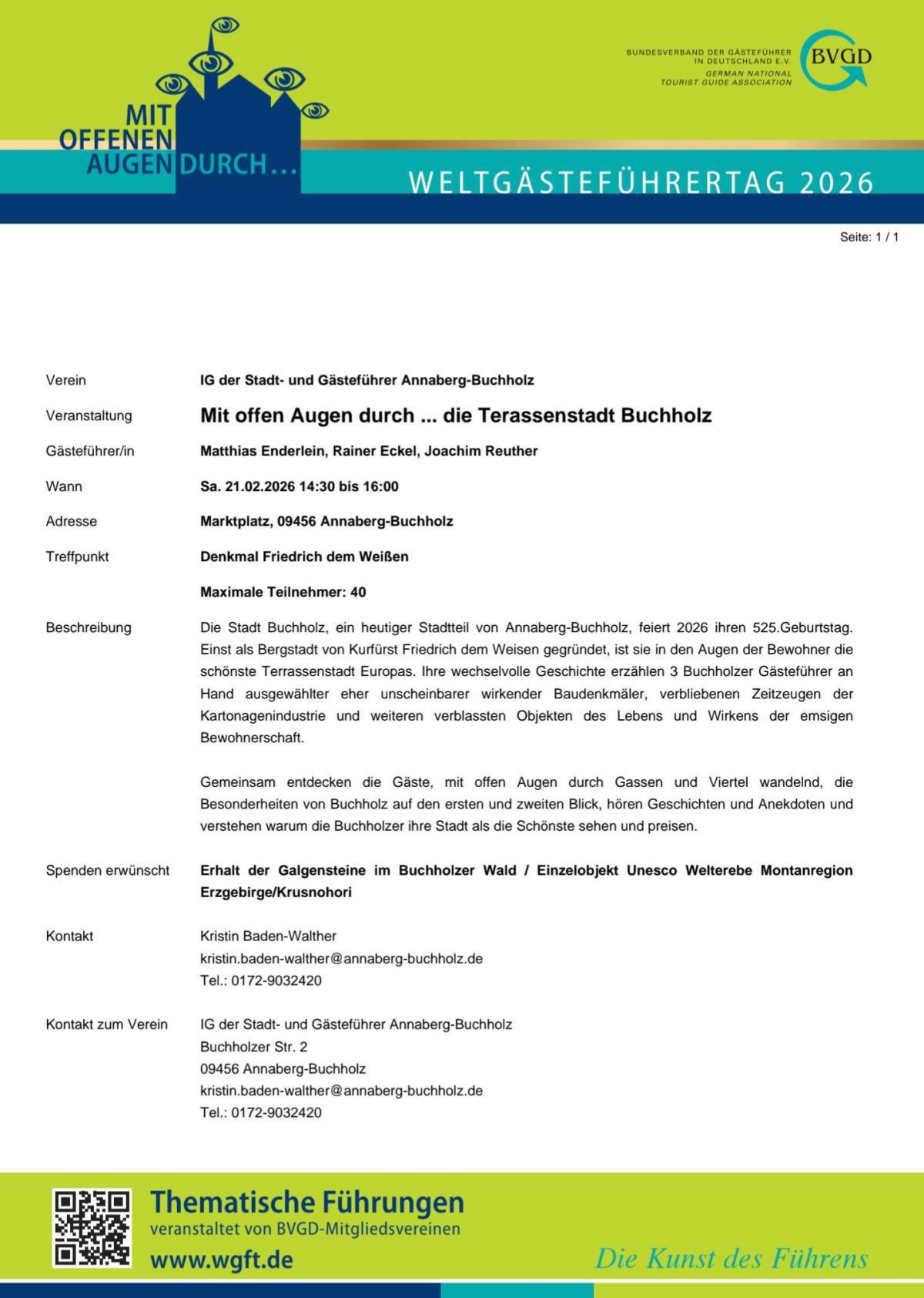 Sonderführung durch Buchholz zum Weltgästeführertag