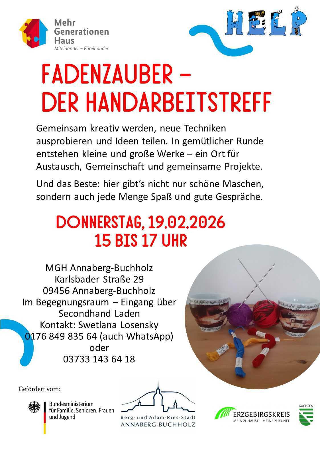Handarbeitstreff Fadenzauber bei Help e. V. 