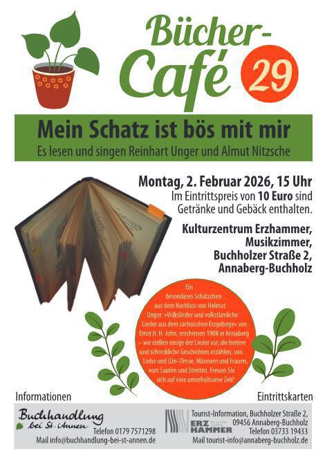 29. Büchercafé am 2. Februar 2026 im Kulturzentrum Erzhammer