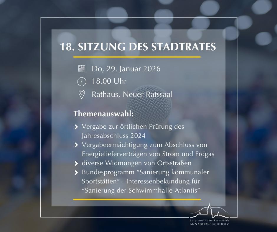 18. Stadtratssitzung am Donnerstag, 29.1.26