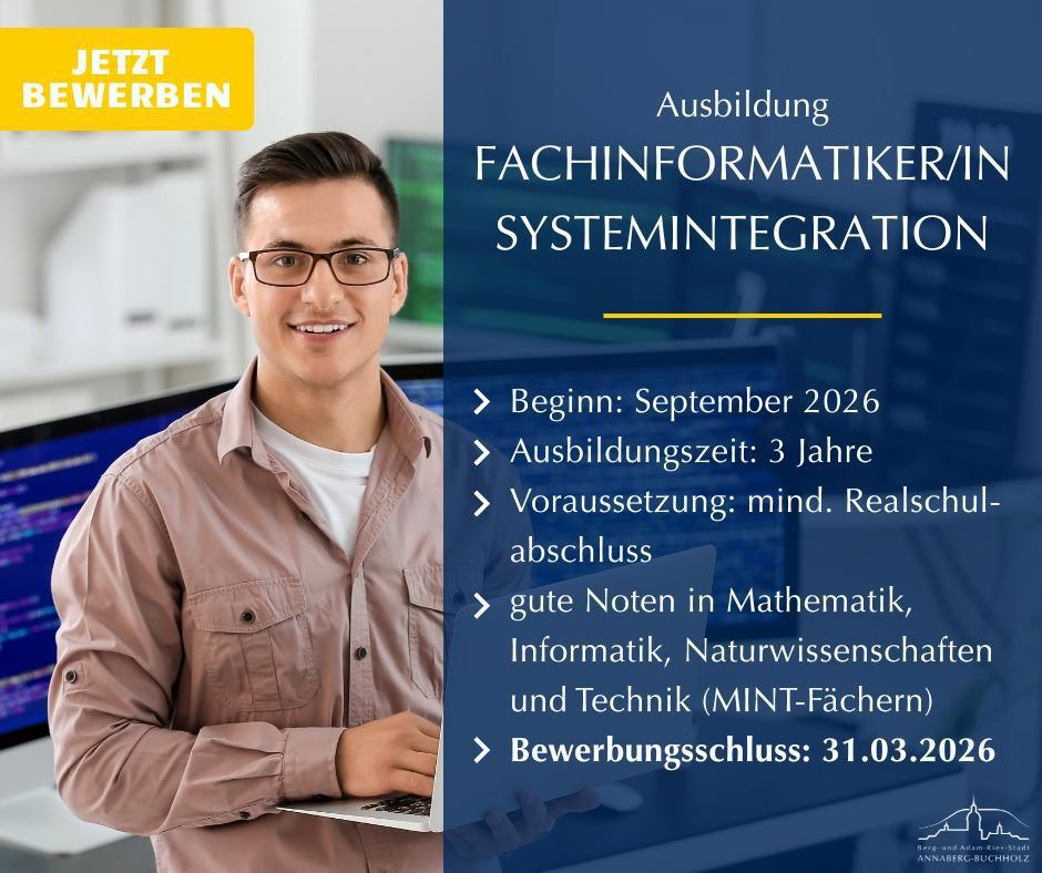  *Ausbildung zum „Fachinformatiker/in Systemintegration“– bis 31. März 2026 bewerben!* 