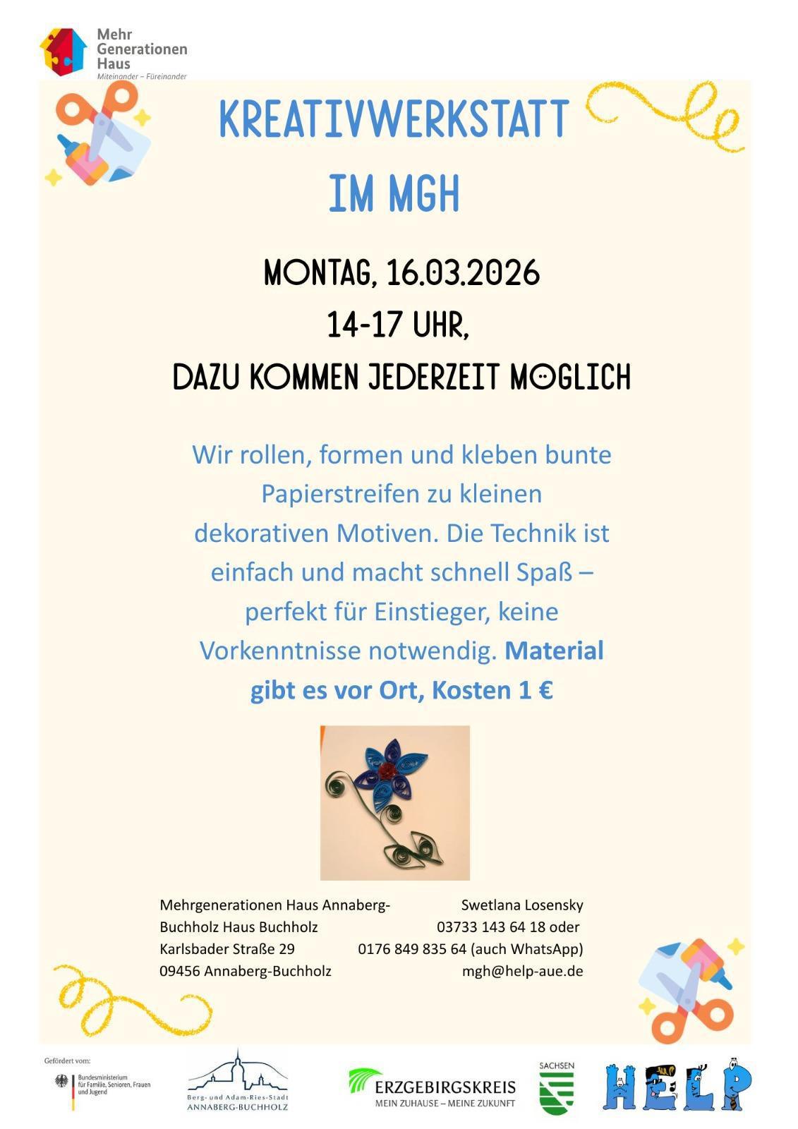 Kreativwerkstatt im Mehrgenerationenhaus