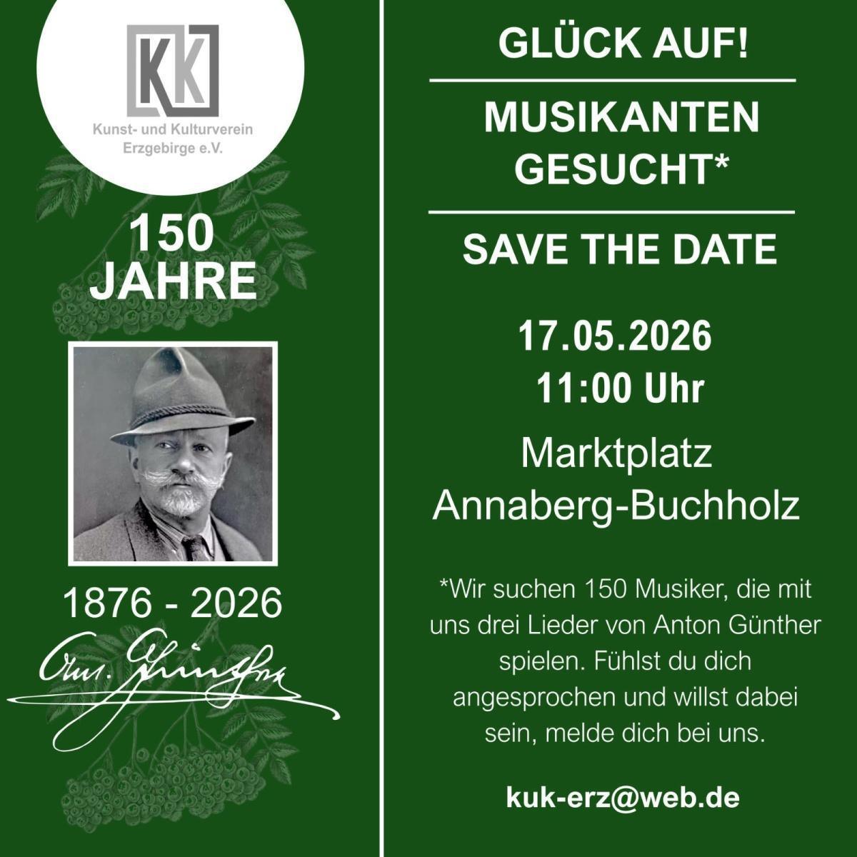 Stadt Annaberg-Buchholz begrüßt musikalische Mitmachaktion zu „150 Jahre Anton Günther“ Stadt Annaberg-Buchholz begrüßt musikalische Mitmachaktion zu „150 Jahre Anton Günther“
