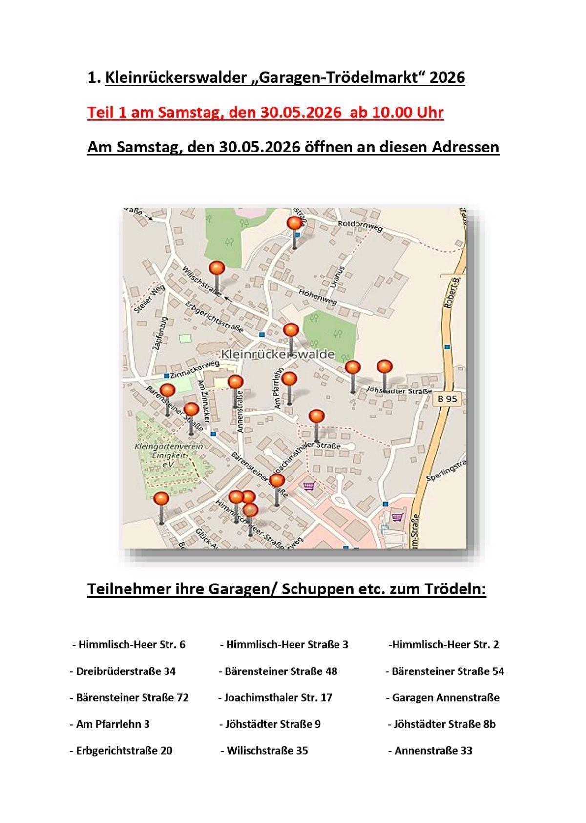 1. Kleinrückerswalder Garagenflohmarkt