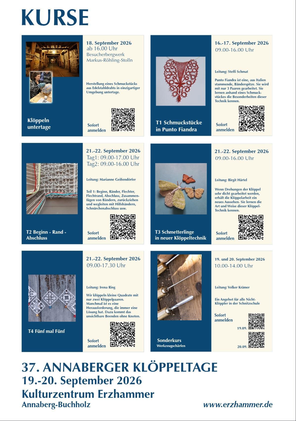 Mit Klöppelkunst, Kreativität und ganz viel Freude: JETZT Kurse zu den 37. Annaberger Klöppeltagen buchen! Mit Klöppelkunst, Kreativität und ganz viel Freude: JETZT Kurse zu den 37. Annaberger Klöppeltagen buchen!