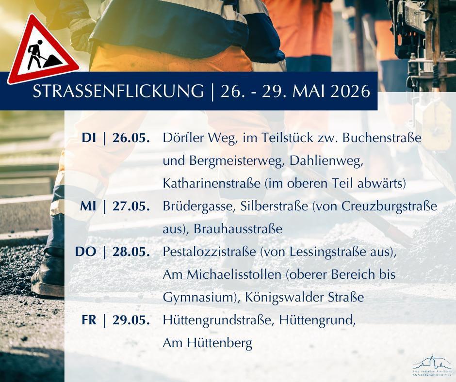 Straßenreparaturmaßnahmen für KW 22 in der Großen Kreisstadt Straßenreparaturmaßnahmen für KW 22 in der Großen Kreisstadt