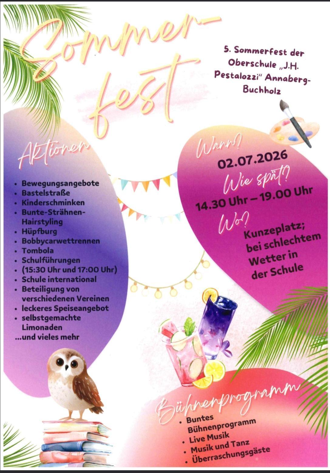 Oberschule „J. H. Pestalozzi“ öffnet zum 5. Sommerfest ihre Türen und lädt alle Interessierten am 2. Juli herzlich ein