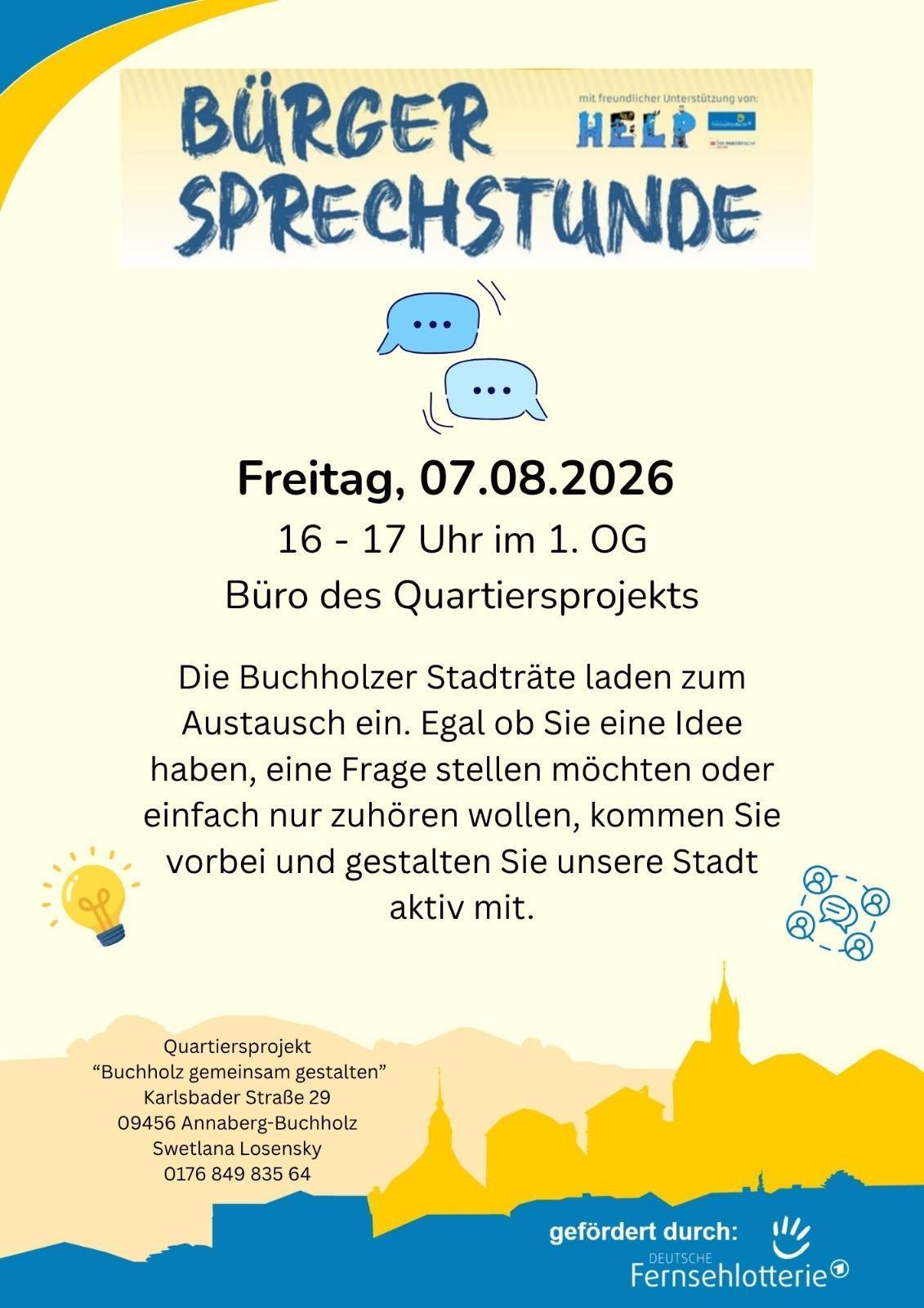 Nächste Bürgersprechstunde im Stadtteil Buchholz am 7. August 2026