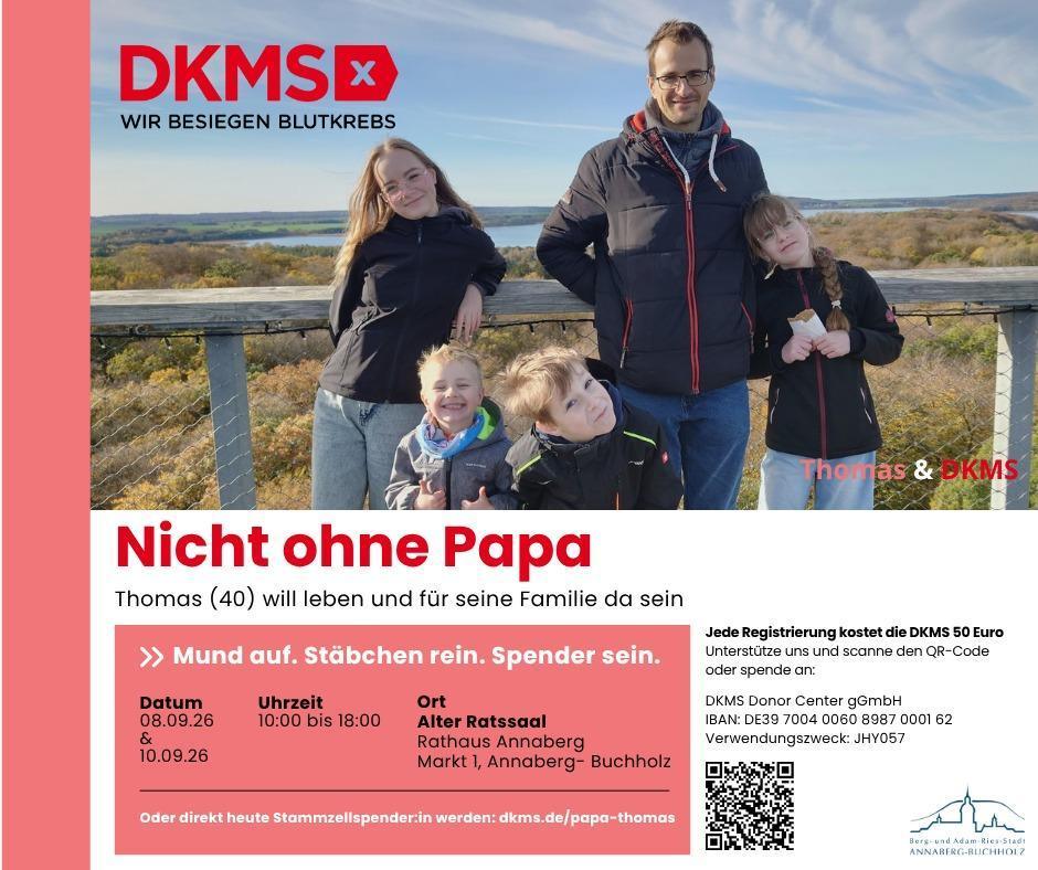 Stadt Annaberg-Buchholz und ihre Tochtergesellschaften laden zur großen DKMS-Registrierungsaktion am 8. und 10. September ins Rathaus ein