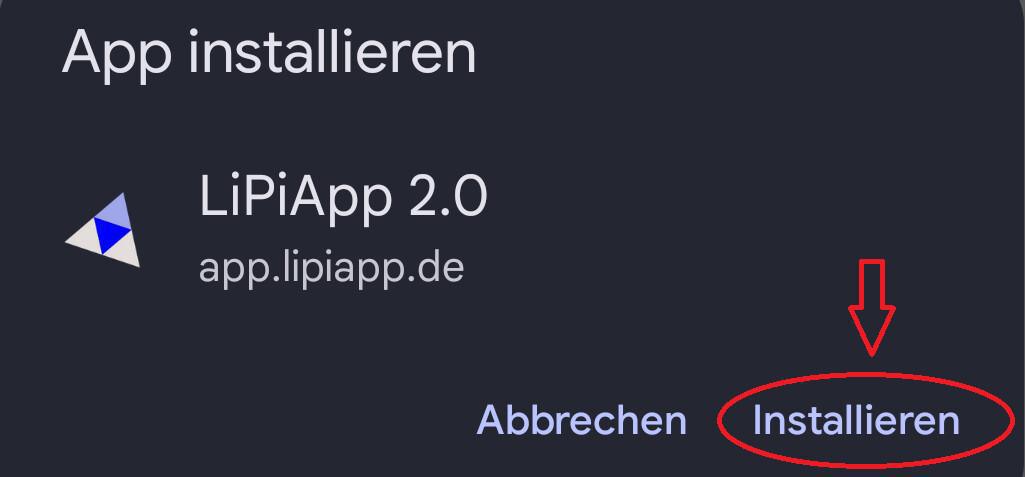 LiPiApp 2.0 Installation auf ANDROID-Gerät