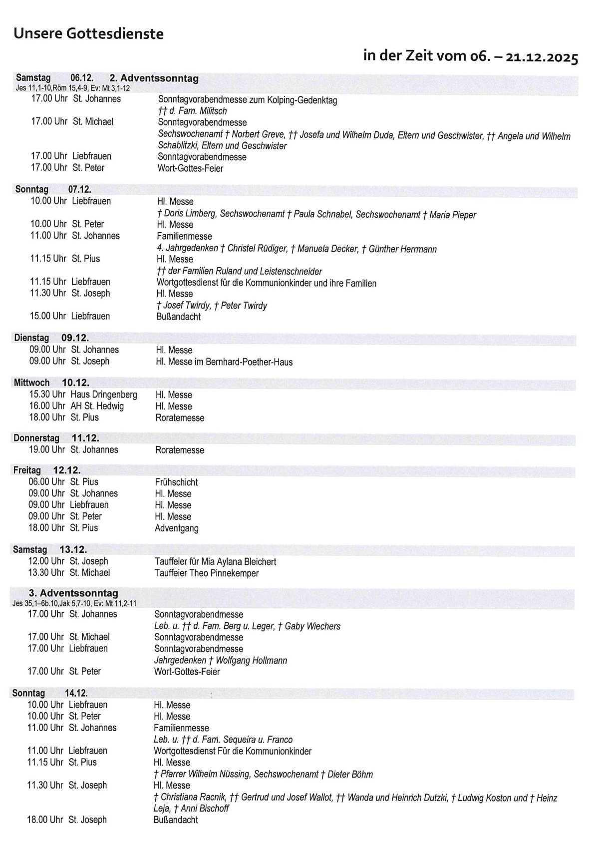Gemeindenachrichten 07.12. - 21.12.2025