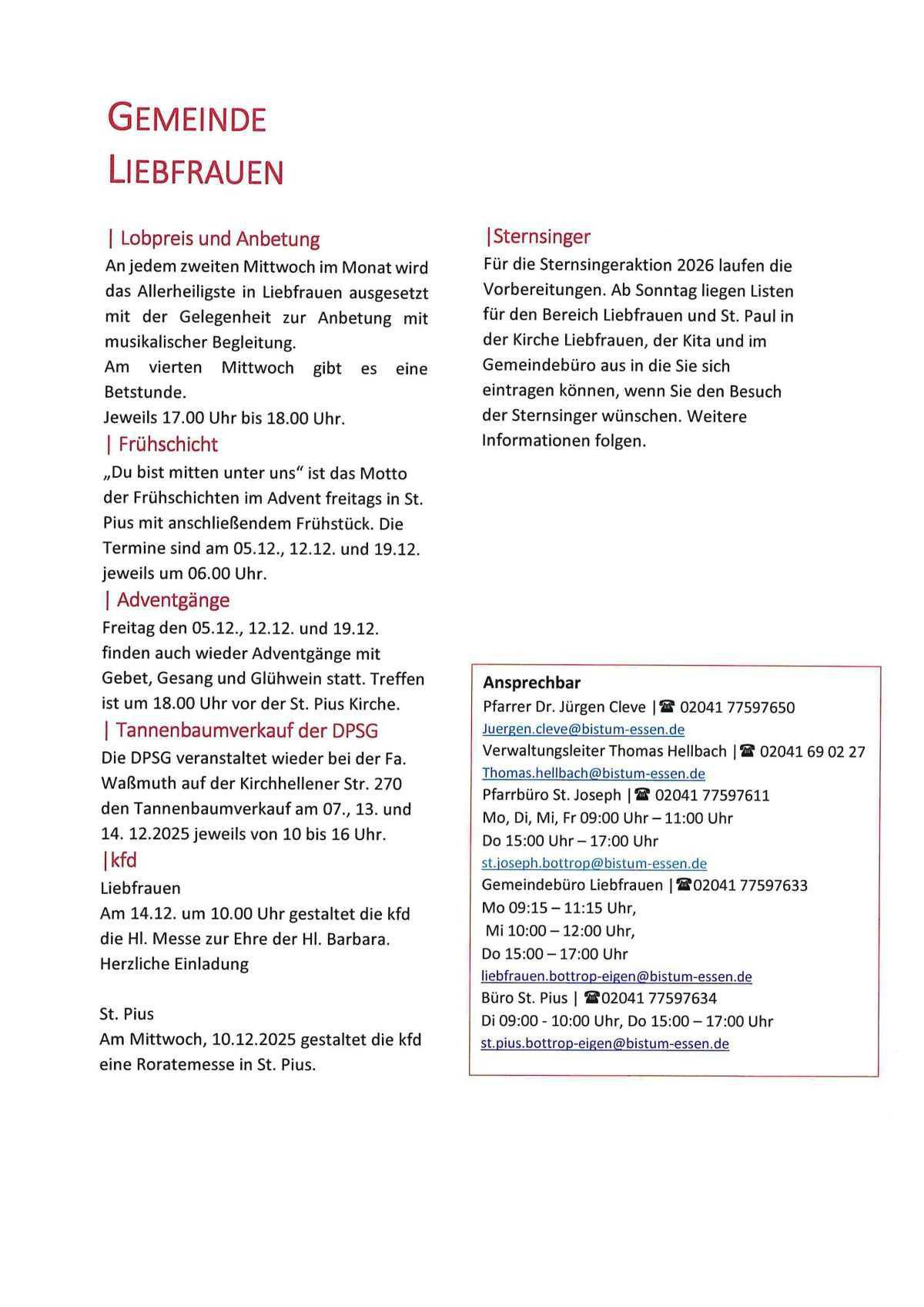 Gemeindenachrichten 07.12. - 21.12.2025