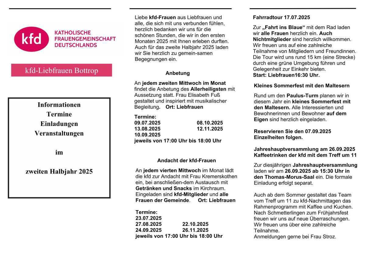 kfd-Liebfrauen - Programm 2. Halbjahr 2025
