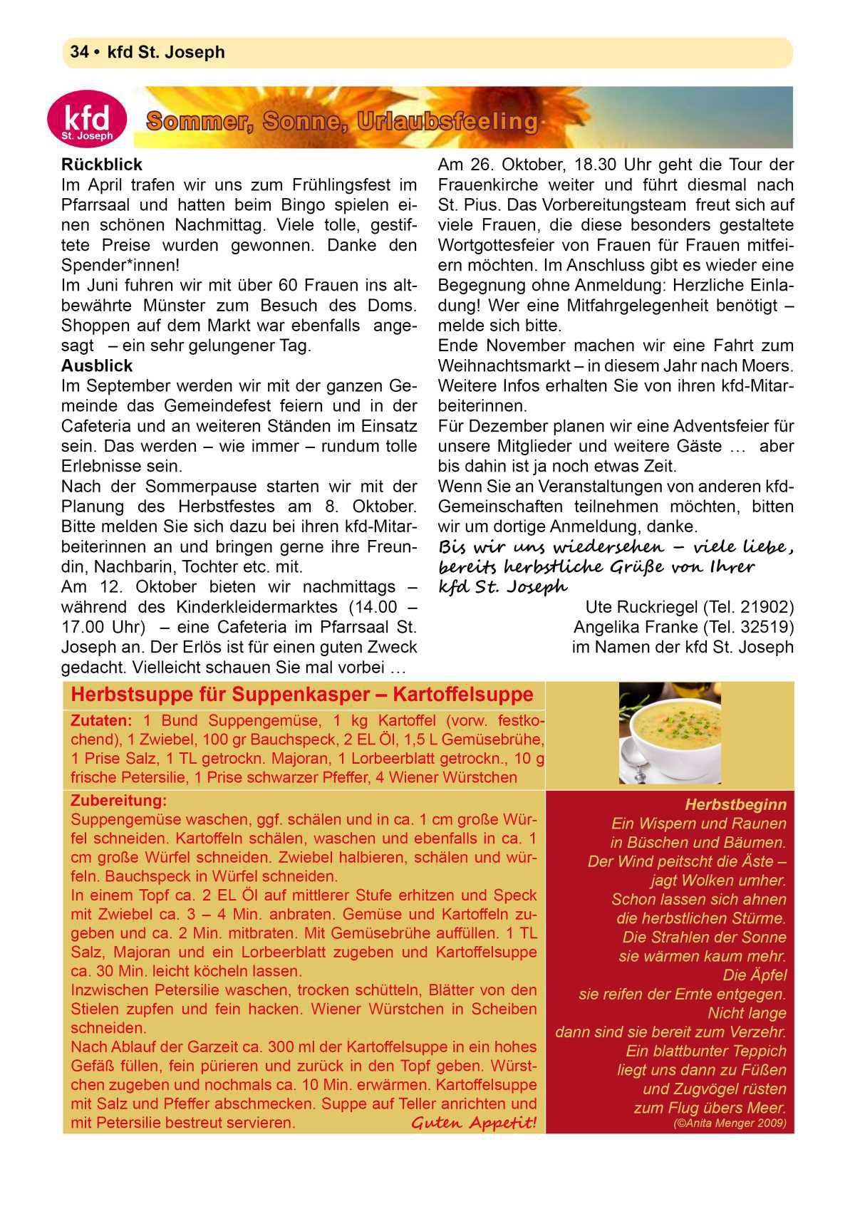 Pfarrbrief Sommer/Erntedank 2025