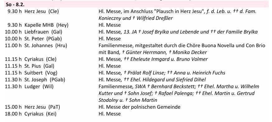 Gottesdienste 31.01. - 08.02.2026