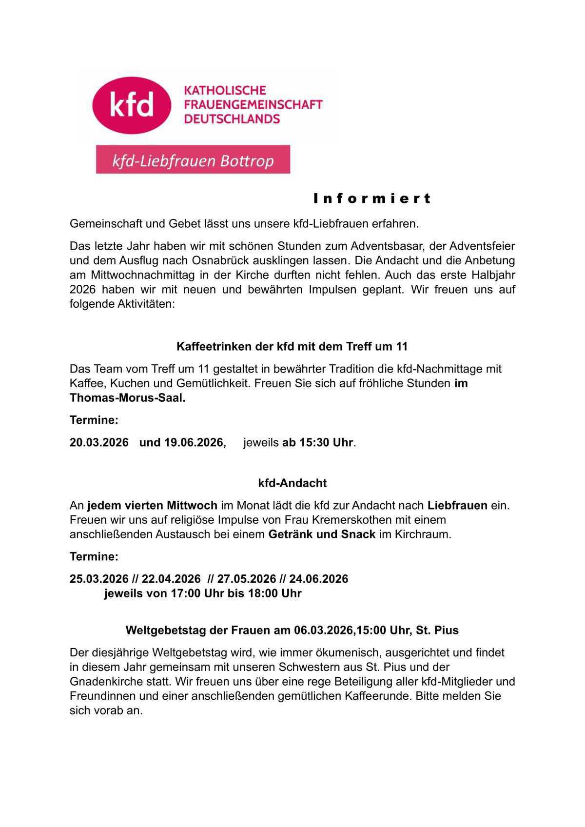 kfd- Liebfrauen Programm 1. Halbjahr 2026