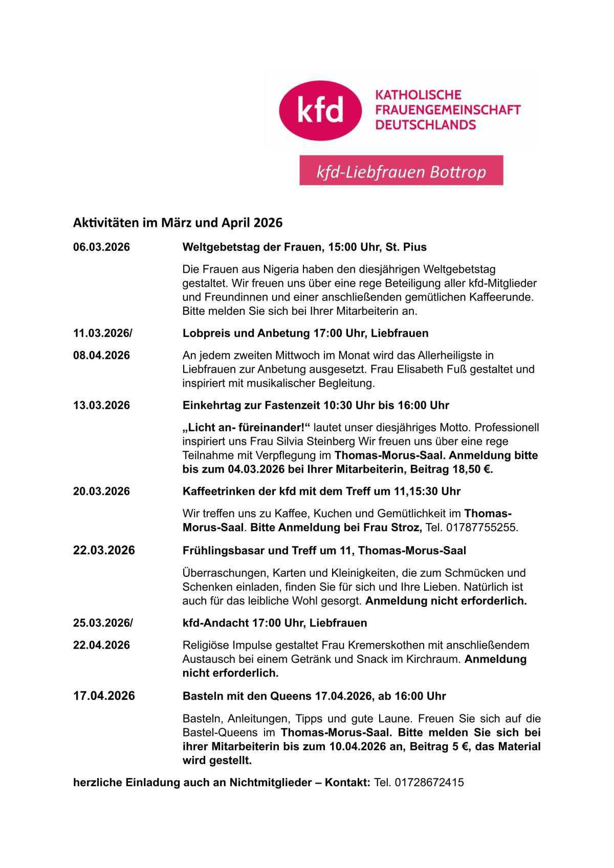 kfd- Liebfrauen Programm 1. Halbjahr 2026