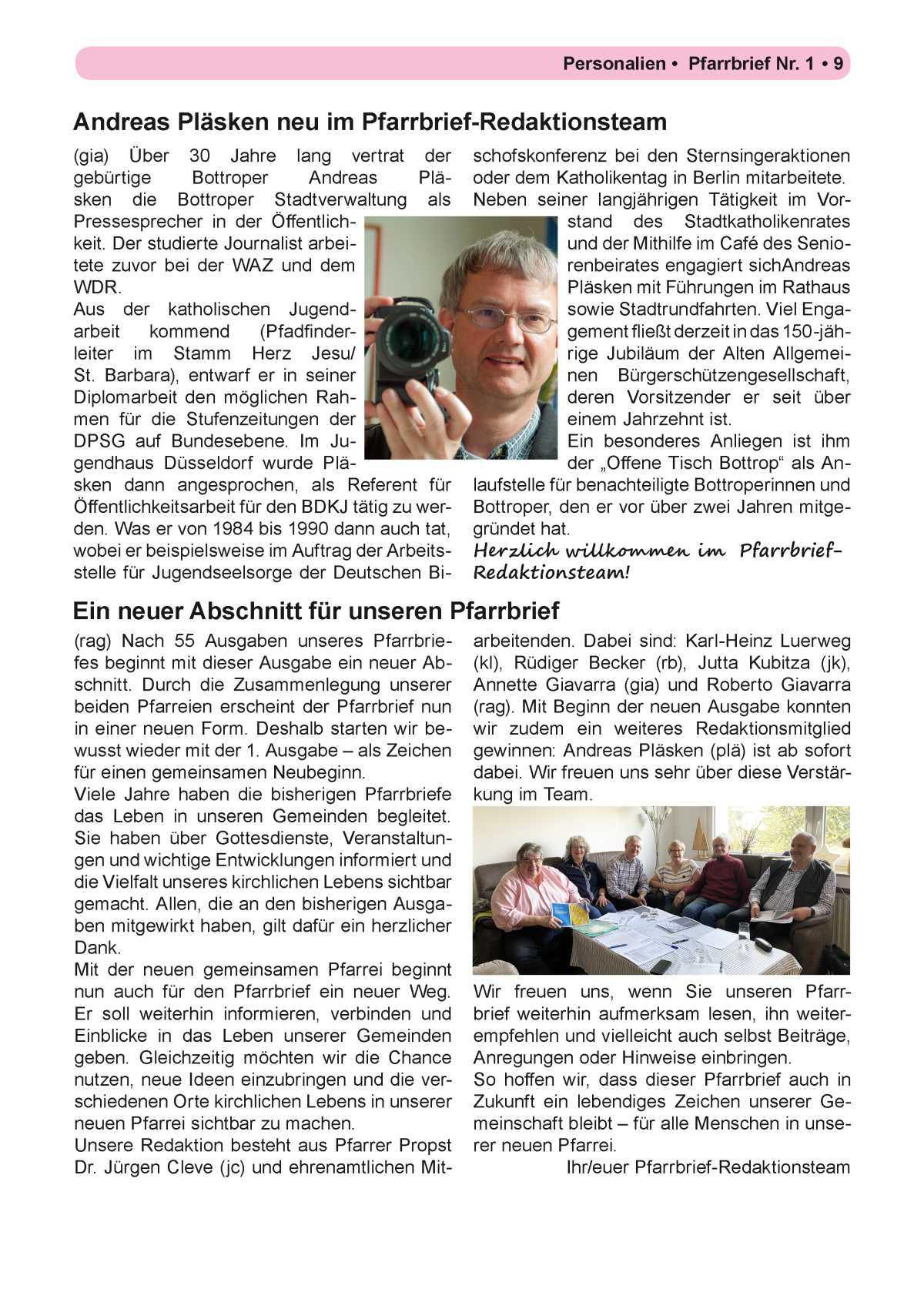 Pfarrbrief Nr. 1 - Ostern (April - August)