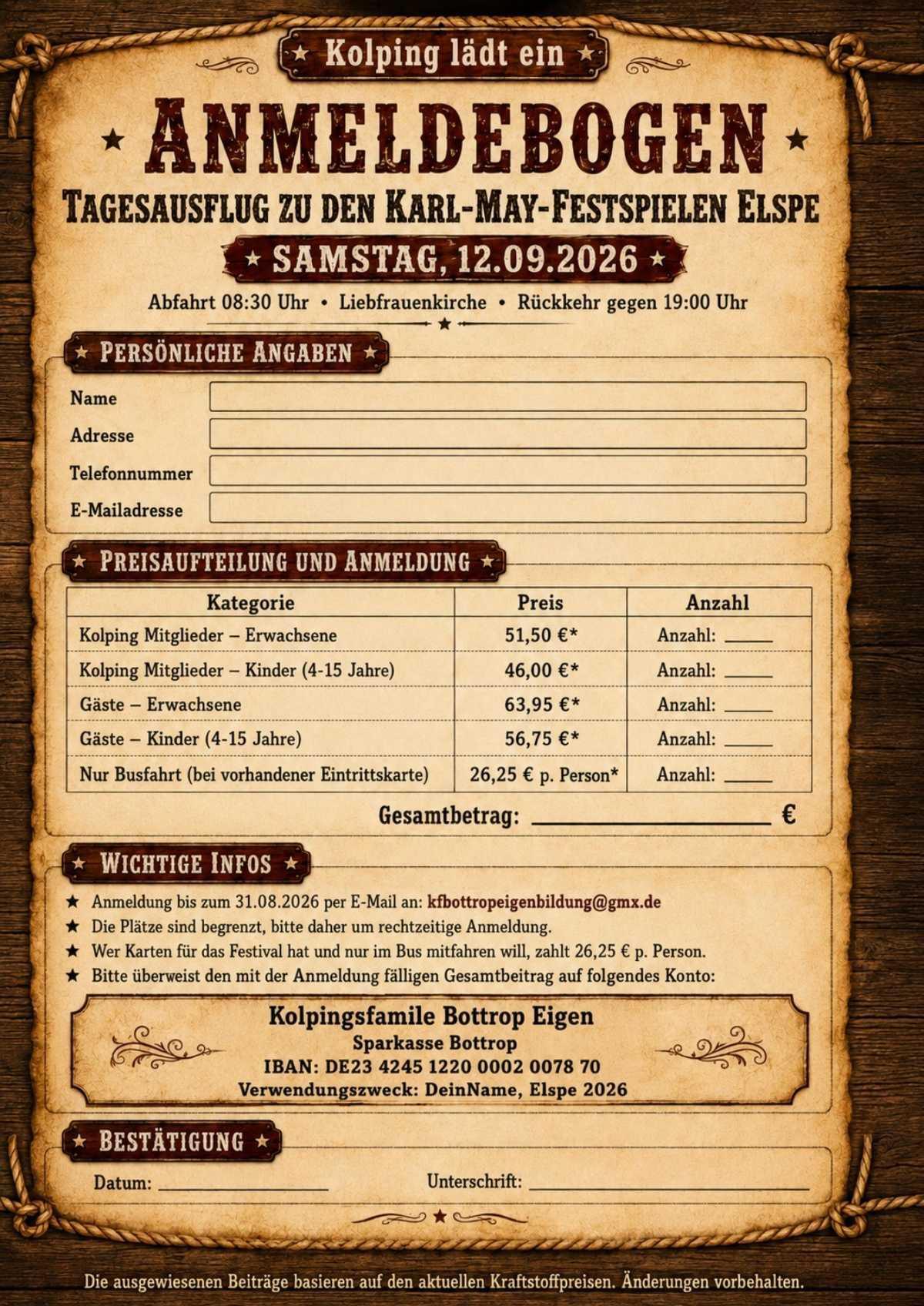 Fahrt zu den Karl-May-Festspielen in Elspe