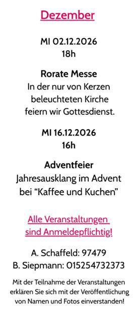 kfd St. Pius Programm 2. Halbjahr 2026