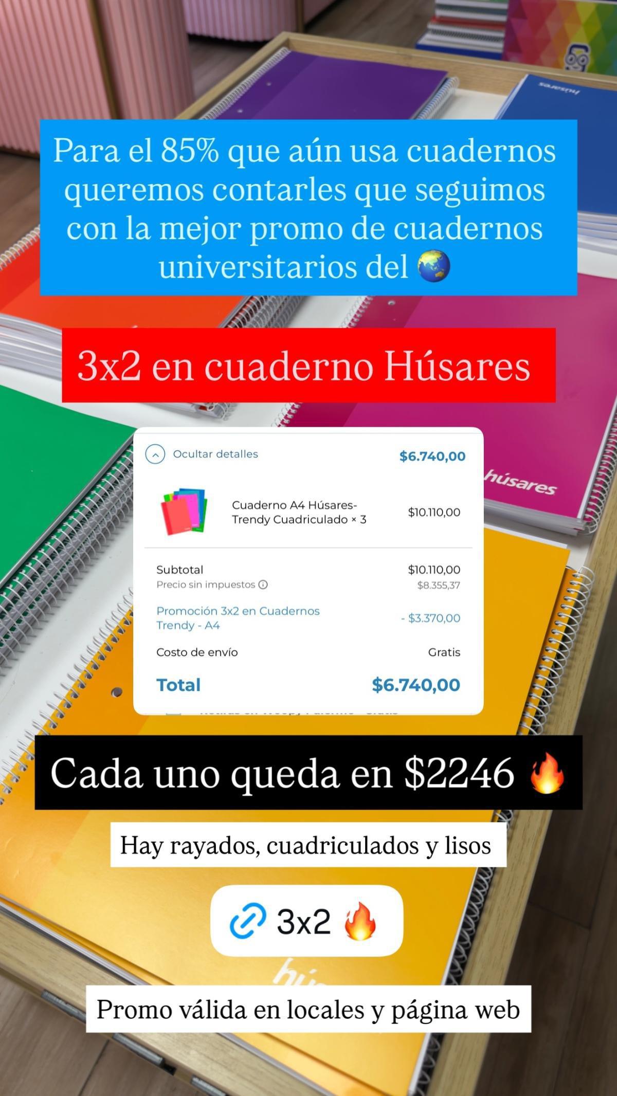 📚 Sigue la promo más linda para arrancar el año: 3x2 en cuadernos Húsares en Woopy 🔥