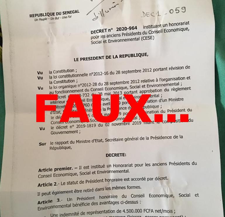 Faux décret sur l'honorariat. 