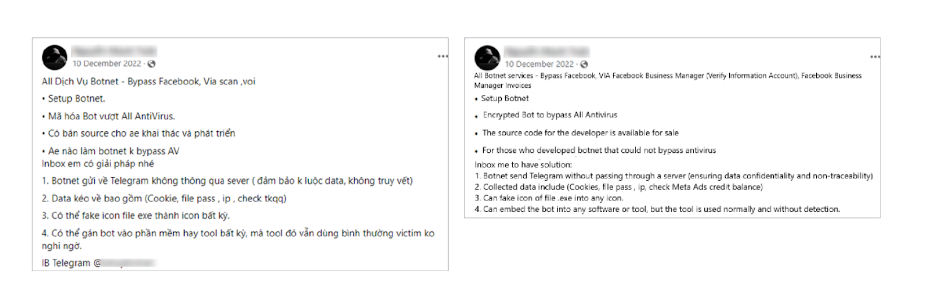 Figure 2. Exemple de publicité pour VietCredCare publiée sur Facebook (original en vietnamien plus traduction).
