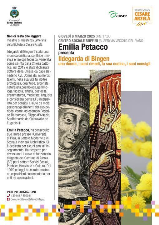 Emilia Petacco presenta: Ildegarda di Bingen una donna, i suoi rimedi, la sua cucina, i suoi consigli (inizio ore 17.00)