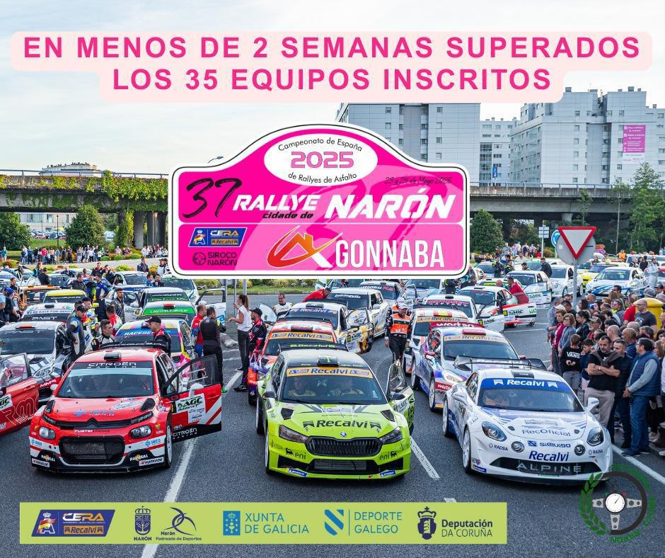Ya somos más de 35 equipos inscritos para el 37º Rallye Cidade de Narón