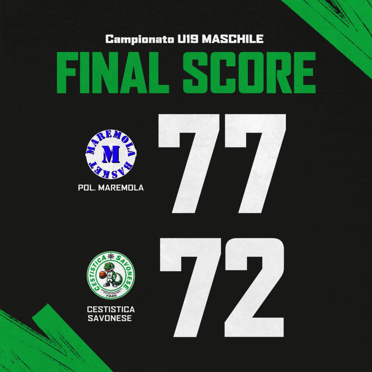 U19 MASCHILE: SCONFITTA CONTRO MAREMOLA NELL'ULTIMA PARTITA DELLA FASE QUALIFICAZIONE