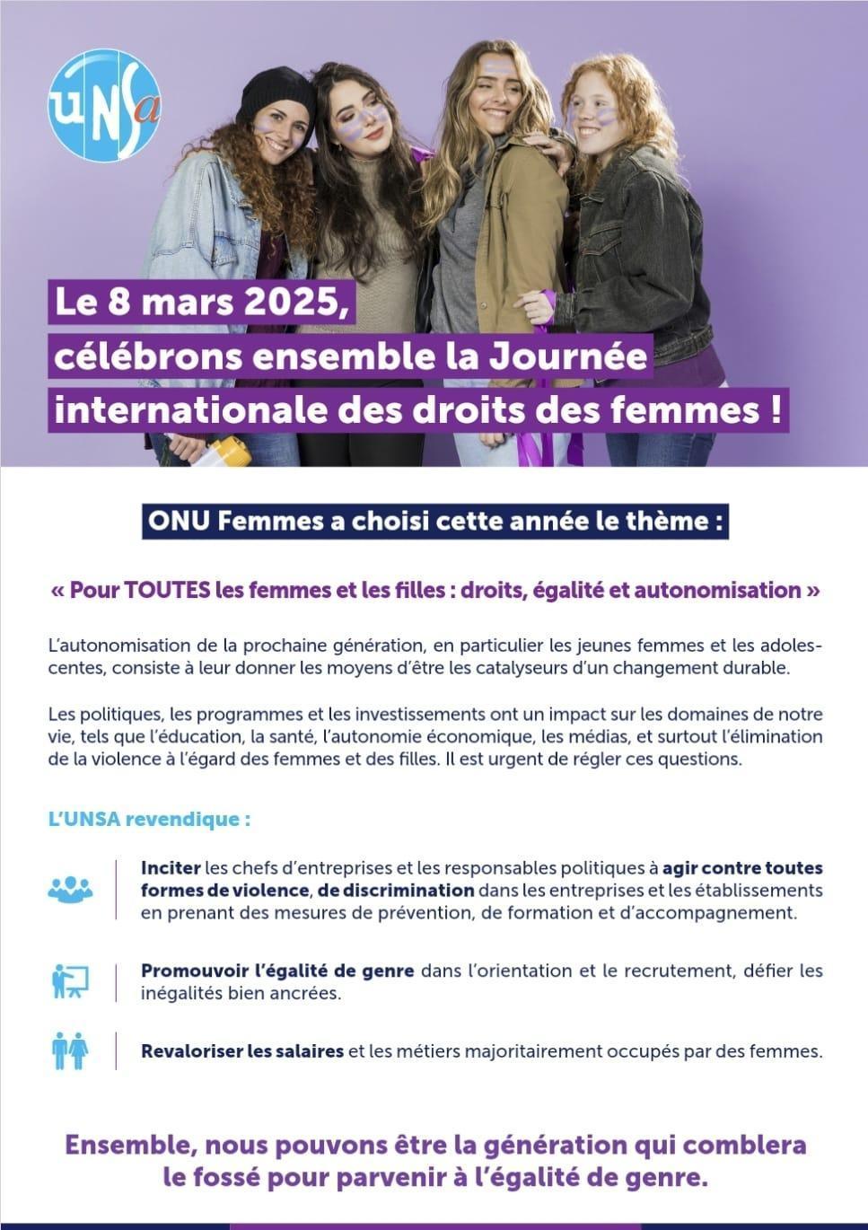 Le 8 mars 2025, célébrons ensemble la Journée internationale des droits des femmes !
