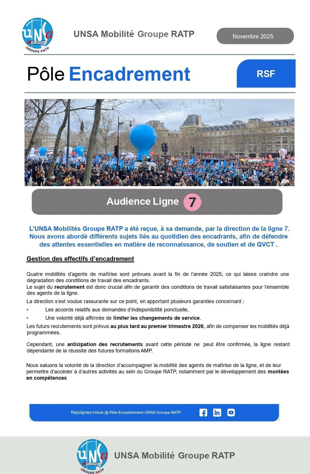 ENCADREMENT RSF : LIGNE 7