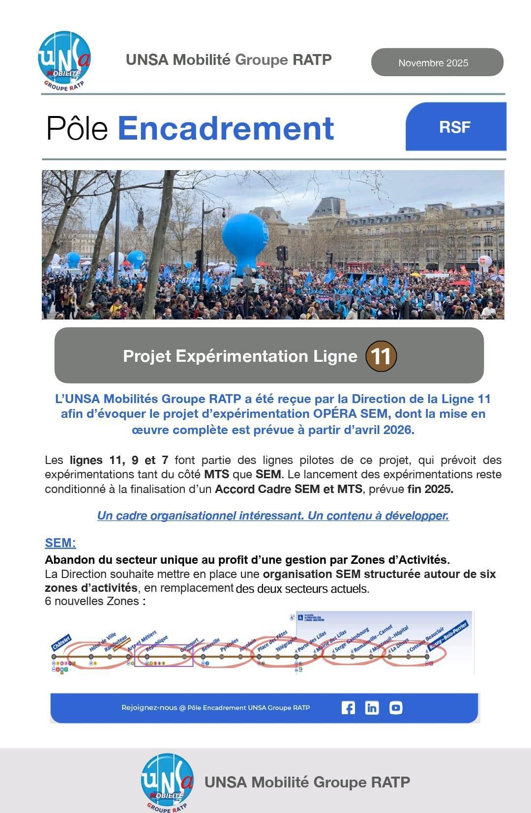 ENCADREMENT : Projet Expérimentation Ligne 11 ENCADREMENT : Projet Expérimentation Ligne 11