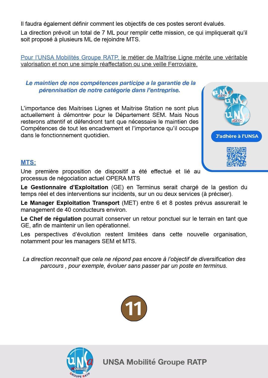 ENCADREMENT : Projet Expérimentation Ligne 11 ENCADREMENT : Projet Expérimentation Ligne 11