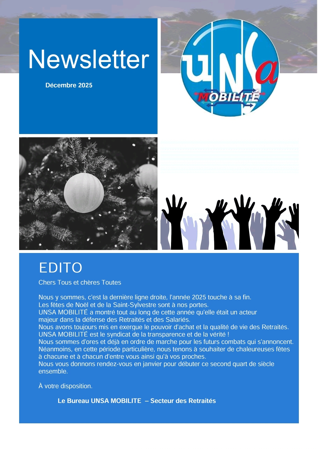 LA LETTRE UNSA MOBILITÉ DU MOIS DE DÉCEMBRE