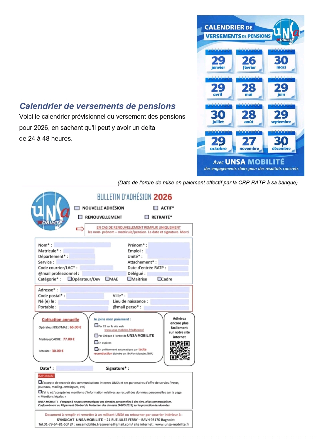 Le journal des retraités du mois de janvier 