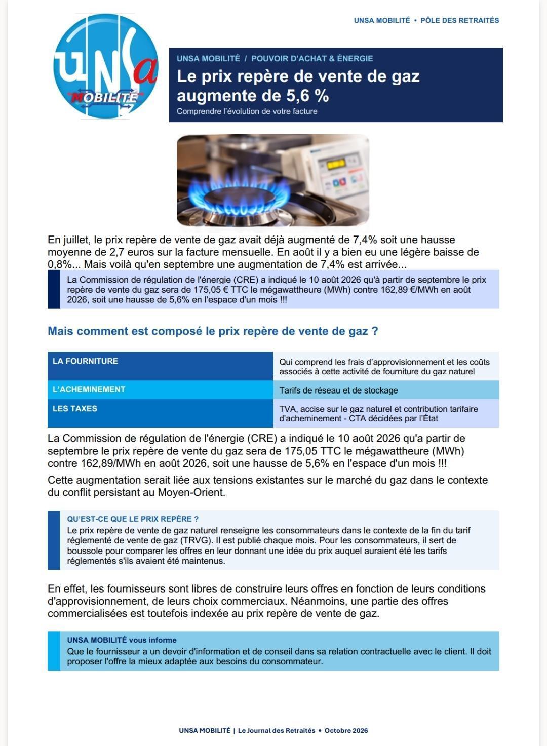 Le journal des retraités du mois d'octobre 