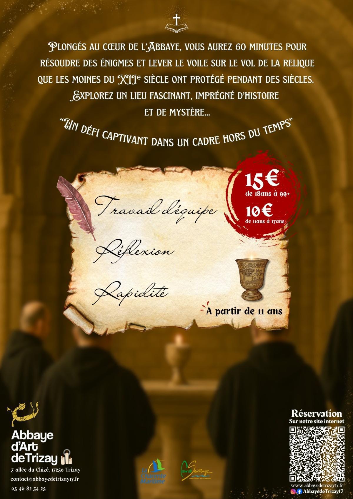 🎃✨ Spécial halloween à l’abbaye de trizay ! ✨🎃 🔐 nouvel escape game : « La relique perdue »