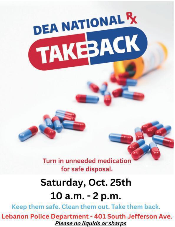Lebanon, Laclede County agencies taking back unwanted prescription drugs Oct. 25 at Lebanon Police Department