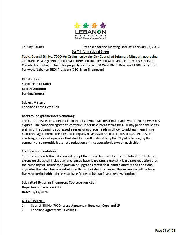 Lebanon Council Expected to Approve Copeland Lease Extension Amid Shutdown Rumors Lebanon Council Expected to Approve Copeland Lease Extension Amid Shutdown Rumors